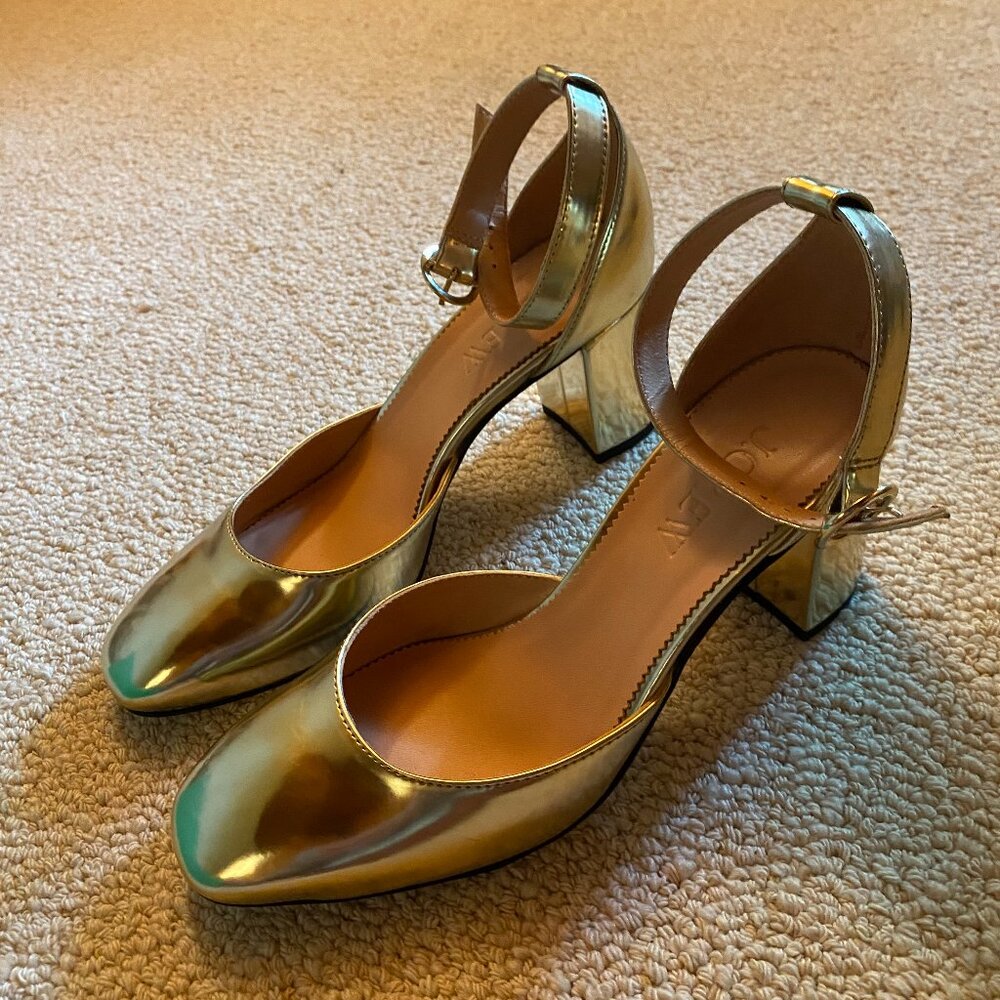 J. Crew Metallic Maisie Ankle Strap Pump NIB Size 7.5